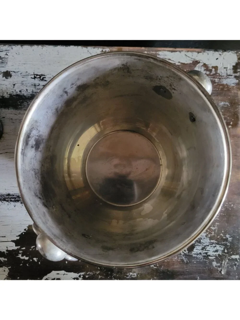 Sur La Table Champagne Bucket Weathered Silver-Toned Metal With Side Handles